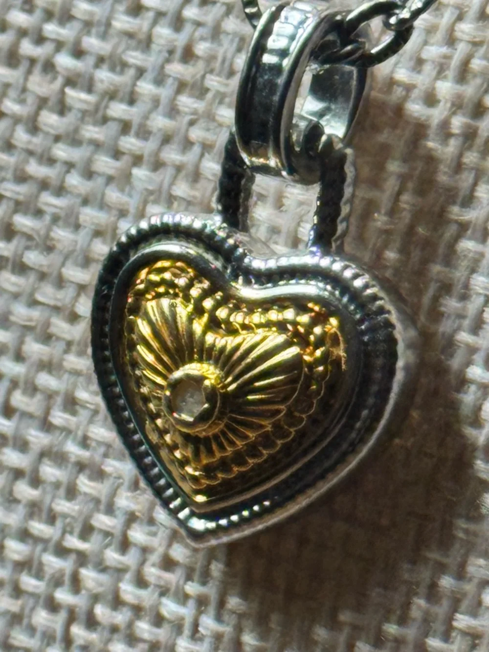 Diamonds International Silver Gold Tone Heart Necklace 18